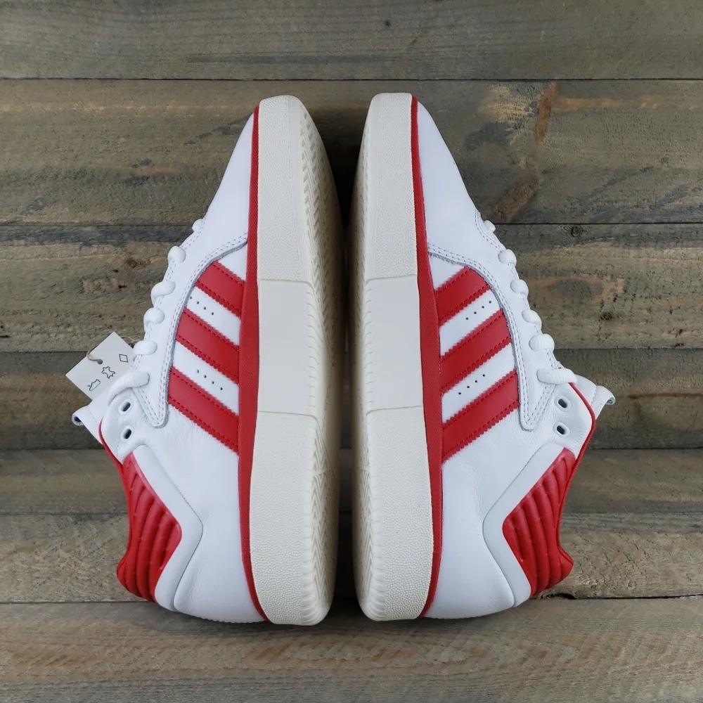 adidas Tyshawn Men's Leather Skate Casual Shoes White Red